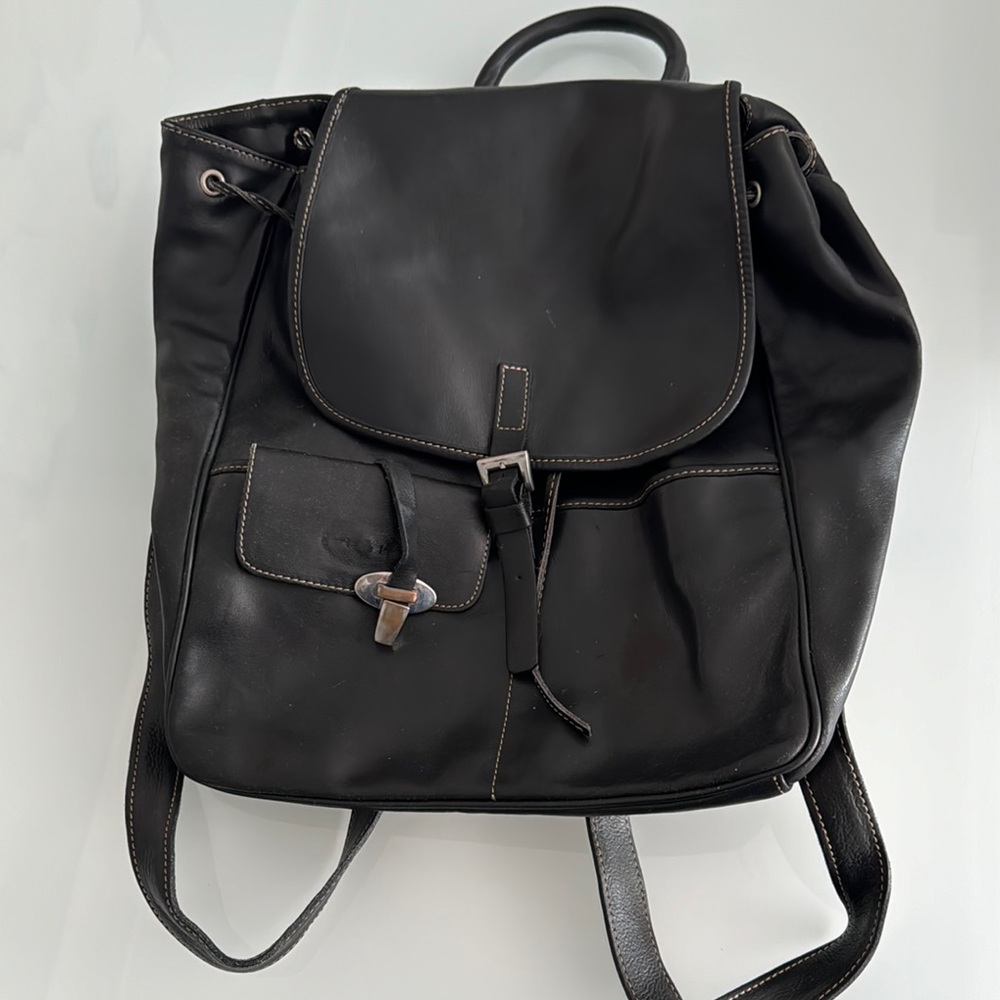 SALE‼️BONINI 100% Italian Leather Black LeatherBackpack